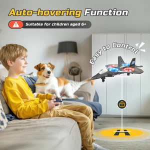 Foam Drone RC Airplane for Kids and Beginners, Remote Control Plane Fighter Jet with Light, Auto Hovering, 360° Flip and 2 Batteries (16 Mins)
