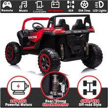 Load image into Gallery viewer, XXXL 24V Ride On Toys for Big Kids UTV Large 2 Seater Ride On Car for Kids 4WD Ride On Truck with Remote Control, Off-Road, Red
