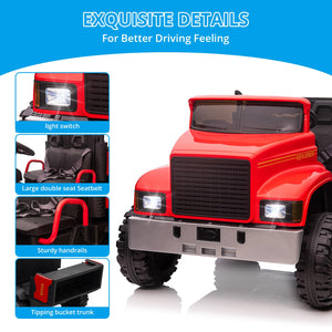 Ride On Truck for Kids 24V Ride On Car with Remote Control Electric UTV Vehicles with Dump Bed, 4WD Power 4x200W Motors