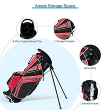 Load image into Gallery viewer, Mayjooy Golf Stand Bag, Portable Carry Golf Bag w/Ergonomic Dual Straps &amp; 6 Way Top Divider, Lightweight Carry Organizer Pocket w/Umbrella Ring, Ideal for Men &amp; Women (Red)
