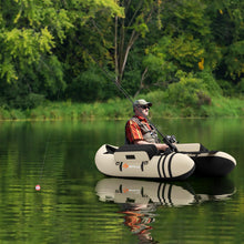 Load image into Gallery viewer, Goplus Inflatable Float Tube, Fishing Belly Boat w/Paddle, Flippers, Fish Ruler, Pump, Storage Bag, Adjustable Straps, 350LBS Load Capacity (Beige, W/Rod Holder)
