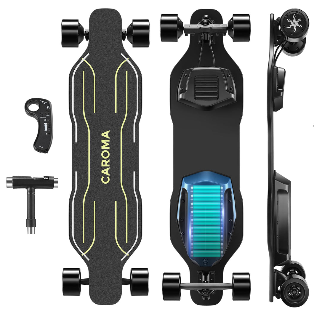 Electric Skateboards with Remote, 1200W Powerful Motor,28MPH Top Speed,4/6AH Large Battery,16/18Miles Long Range (Bright Yellow(4AH))