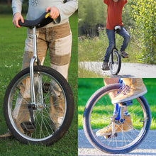 Load image into Gallery viewer, Unicycle for Adults Alloy Rim Adjustable Seat with Unicycle Stand and Pump for Fun Fitness Exercises Balance Training Circus Performances (Pink, 20&quot;)
