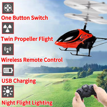 Load image into Gallery viewer, Remote Control Helicopter Toy, 2-Channel, 2.4 GHz, 2 Speeds, Up and Down Flying, Gift for Kids, Red
