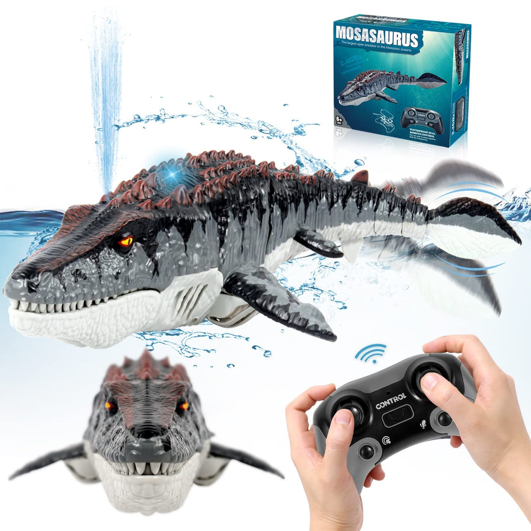 Dinosaur Toys, Upgrade Remote Control Water Toy, RC Dino with Light and Spray Water for Swimming Bath Lake Ocean