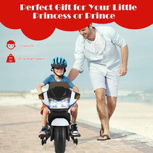 Load image into Gallery viewer, Kids Ride On Motorcycle, 12V Electric Battery Powered Ride On Bike w/Training Wheels, LED Lights (White)
