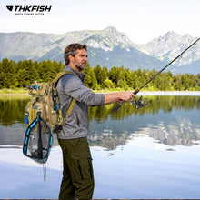 Load image into Gallery viewer, THKFISH Telescoping Fishing Rod and Reel Combo with Backpack, Carbon Fiber Travel Fishing Pole Spinning Reel Kit with Fishing Lures, Fishing net (Khaki Backpack with Fishing net &amp; Rod, 1.8M 6FT)
