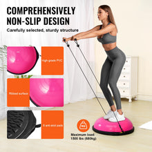 Load image into Gallery viewer, VEVOR 26-inch Half Exercise Ball Trainer, 1500 lbs Capacity Balance Ball, Includes Resistance Bands -Pink

