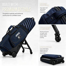 Load image into Gallery viewer, JANUS Golf Travel Bag with Wheels for Airlines, 360° Spinner Golf Travel Case with Collapsible Support Legs System, Reinforced Hard Base Golf Club Travel Bag, Airline-Ready Golf Travel Cover
