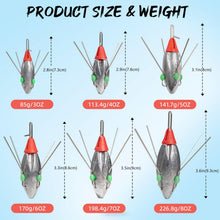 Load image into Gallery viewer, THKFISH 5 Pcs Sputnik Sinkers Surf Fishing Weight, Heavy-Duty Long Tail Lead Weights Saltwater Surf Casting Sinkers, Catfishing, and Beach Adventures in Ocean Sea Sand (6oz-5pcs)
