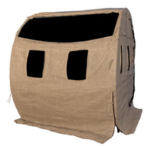 Load image into Gallery viewer, Muddy Bale Blind | 82" W x 64" L x 73" H Durable Outdoor Hunting Ground Blind Covered with Black-Backed Water-Resistant Denier Fabric + Burlap | 11 Windows with Adjustable Bungees
