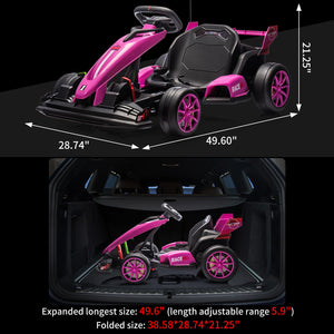Go Kart Electric Drift Kart Car with Adjustable Seat, 24V Outdoor Ride On Toy with Variable Speed Mode, Crazy Cart for Kids 6+ Years Old