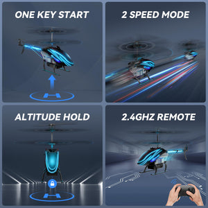 RC Helicopter, Remote Control Helicopter for Kids with 30Mins Flight(2 Batteries), 7+1 LED Light Modes, Altitude Hold