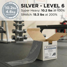 Load image into Gallery viewer, THERABAND Resistance Band Silver, Super Heavy, 25-Yd Roll, Latex-Free Elastic Exercise Band
