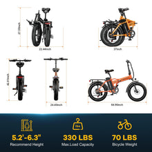 Load image into Gallery viewer, 1000W Folding Electric Bike, 48V 20.8AH Large Removable Battery E-Bike, 30+MPH, 80 Miles Max Range
