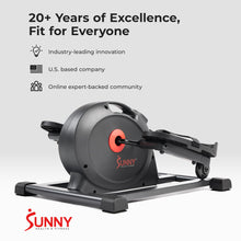 Load image into Gallery viewer, Sunny Health &amp; Fitness Smart Under-Desk Elliptical Trainer, Mini Pedal Equipment for Senior Low-Profile Workout, Cycle Cardio Training at Home/Office, Free SunnyFit App Bluetooth Connect - SF-E324029
