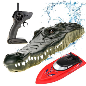 2 in 1 Remote Control Speed Boat Crocodile 2.4Ghz | RC Toy Speed Boat for Pools and Lakes | Rechargeable Battery | Fun Prank Gift