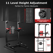 Load image into Gallery viewer, Power Tower Dip Station Pull Up Bar for Fitness Home Gym Workout,Multi-Function Adjustable Height Fitness Strength Training Exercise Equipment,with Power Elastic Ropes,Black Red-02
