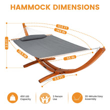 Load image into Gallery viewer, Lazy Daze Sunbrella Fabric Hammock with 13FT Arc Wood Hammock Stand
