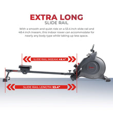 Load image into Gallery viewer, Sunny Health &amp; Fitness Magnetic Rowing Machine - Dark Grey
