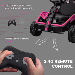 24V Ride on Car for Big Kids, Battery Powered Electric UTV, 3.7MPH Toddler Electric Go Kart, Aged 3-8 Years Old, Pink