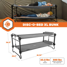 Load image into Gallery viewer, Disc-O-Bed XL Outdoor Modular 2 Person Double Camping Cot Portable Bed with 2 Height Options for Adults, Sleep Solution for Tents, Grey

