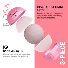 Load image into Gallery viewer, Trust Rosa Golden Pink Golf Ball, Urethane Covered, 3 Piece Golf Ball, Soft &amp; Elasticity Feel, Green Side Control with Distance, Best for Female Golfers (12 Balls)

