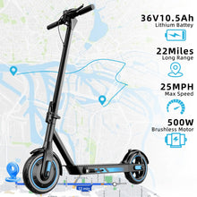 Load image into Gallery viewer, Electric Scooter Adults, Up to 25 Mph and 22 Miles Range, 500W Motor E-Scooter with 10&quot; tire, Foldable Escooter (Blue)
