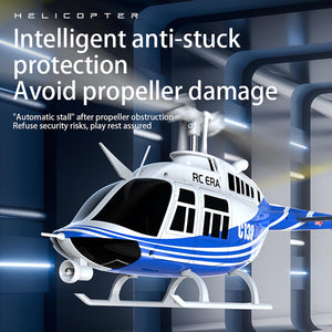 Remote Controlled Helicopter Aircraft Plane Drone RC Heli Single Rotor No Ailerons 6CH 6-Axis Gyroscope Altitude Hovering (Blue ）