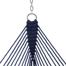 Load image into Gallery viewer, Hatteras Hammocks Deluxe Navy Duracord Rope Hammock with Free Extension Chains &amp; Tree Hooks, Handcrafted in The USA, 450 LB Weight Capacity, 13 ft. x 60 in
