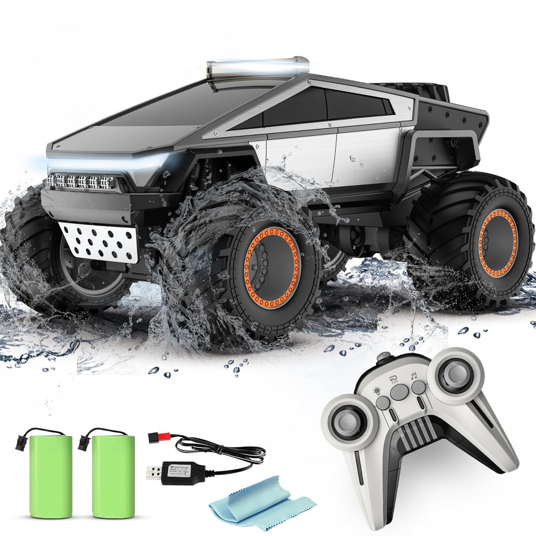 RC Cyber Truck Toy Car 1:16 Scale, Waterproof 4WD Amphibious, Remote Control for Kids 6+, All-Terrain Off-Road Pickup