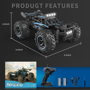 Remote Control Car, 2.4GHz 20-25KM/H Variable Speed Turbo 2-Speed Acceleration High Speed RC Car, 1:16 Off-Road Monster Truck with LED Lights