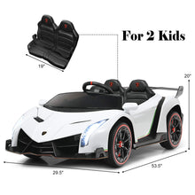 Load image into Gallery viewer, 2-Seater Ride on Car, Licensed Lamborghini Poison, 12V Battery Powered Kids Car w/ 2.4G Remote Control, 3 Speed, White
