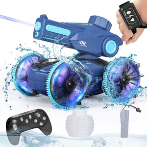 3-in-1 Remote Control Car, RC Boat & Water Gun - Amphibious RC Car for Land & Water, Adjustable Speed, Waterproof-Blue