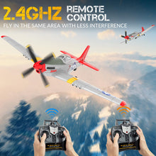 Load image into Gallery viewer, 4 Channel Remote Control Airplane 2.4Ghz RC Plane with 3 Modes - Ready to Fly P51 Mustang RC Airplane RTF for Beginners Adults (Red)
