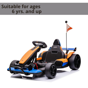Best Ride On Cars Officially Licensed McLaren GoKart 24V for Ages 6 and Up - Electric Go Kart, Black/Orange, Large