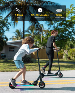 Electric Scooter for Kids 8-12, Adjustable Handlebar Height for Riders 3.9-5.2 ft, 132 lbs, Up to 40 min Continuous Time, Black