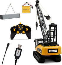 Load image into Gallery viewer, Top Race 15 Channel Remote Control Crane Toy - Battery Powered 1:14 Scale RC Construction Vehicles with Heavy Metal Hook
