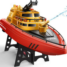 Load image into Gallery viewer, Remote Control Boat, Big RC Boat Firefighter for Kids 8-12 with 40 Mins Run Time (2 Batteries), One-Key Water Spary, 15 km/h High Speed
