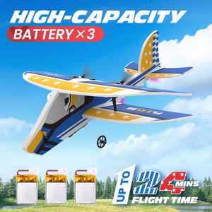 RC Plane, 2.4GHZ Remote Control Airplane W/ 3 Batteries & 6-axis Gyro Stabilizer