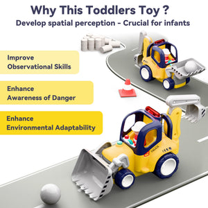Remote Control Construction Truck Toy for Toddlers 2-4, Baby RC Car Toys W/Light Sound, Backhoe Loader Play Vehicle