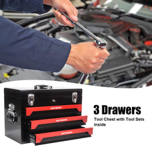 Load image into Gallery viewer, ASKVDL 439PCS Tool Set with 20 Inch Portable 3 Drawer Steel Toolbox Black Red
