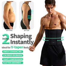 Load image into Gallery viewer, BVVU Waist Trainer for Men Waist Trimmer Tummy Control Sauna Sweat Belt Stomach Wrap Lower Belly Fat Back Support Black
