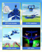Load image into Gallery viewer, RC Water Plane Gifts for Boys Age 8-13 Year Old Easy to Fly Mini Glider with Gyro/Lights/2 Batteries
