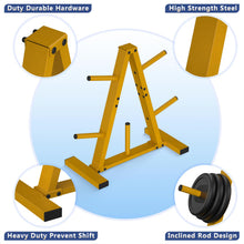 Load image into Gallery viewer, Weight Plate Rack, Weight Tree,  1-Inch Home Gym Storage Stand, Holds 300 lbs-Golden
