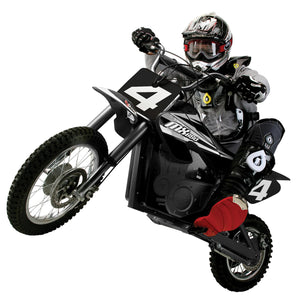 Dirt Rocket Off-Road Motocross Bike–36V Electric Ride-On, Up to 17 mph, Front & Rear Suspension, Hand-Operated Dual Brakes
