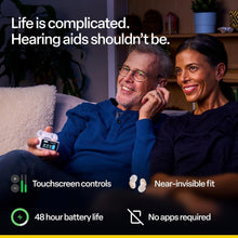 Load image into Gallery viewer, Audien Atom X Hearing Aid For Seniors &amp; Adults with Hearing Loss - Noise Cancelling, Rechargeable OTC Bluetooth Hearing Aids w/Charging Case, 48+ Hour Battery Life, Touchscreen Control, Nearly Invisible Design
