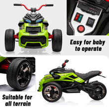 Load image into Gallery viewer, 12V Kids Ride On ATV, 3 Wheeler Motorcycle, Rechargeable Battery-Powered ATV Toy Car with Music, Green
