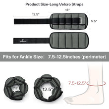 Load image into Gallery viewer, Sportneer Adjustable Ankle Weights 1 Pair 2 4 6 8 10 Lbs Leg Weight Straps -Dark Grey

