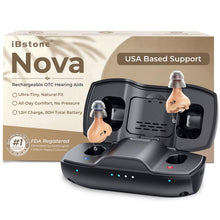 Load image into Gallery viewer, iBstone Nova Hearing Aids for Seniors Adults: Superior Sound Quality - Beige With Black Case
